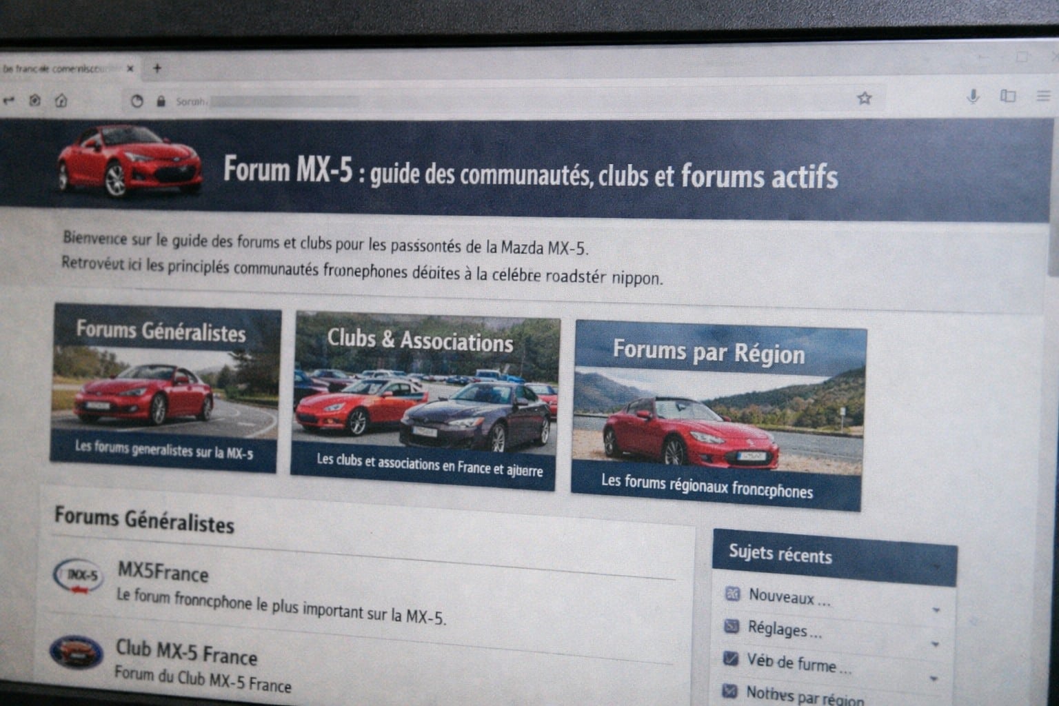 Forum MX-5 : guide des communautés, clubs et forums actifs